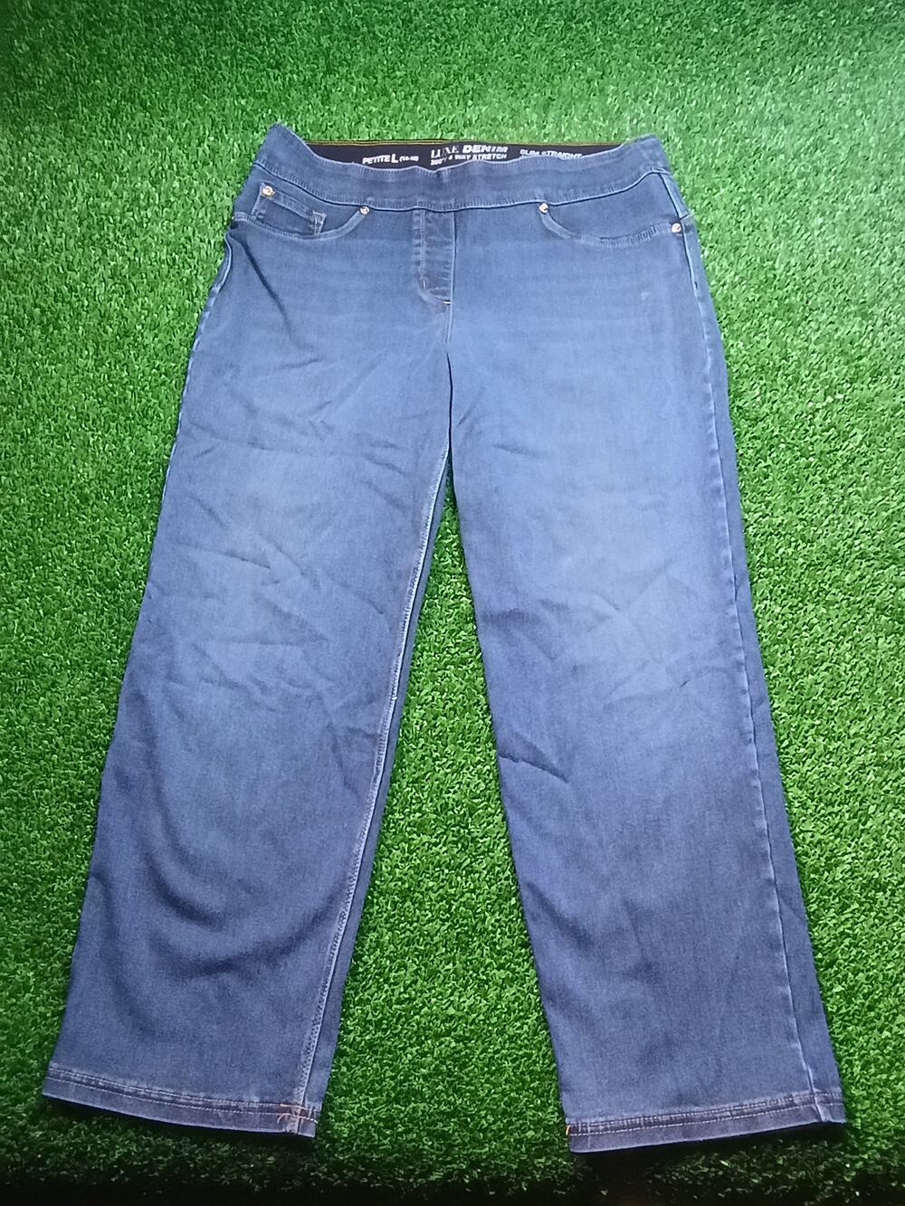 Luxe Denim 360/4 Way Stretch Slim Straight Jeans Womens Petite L (14-16)
